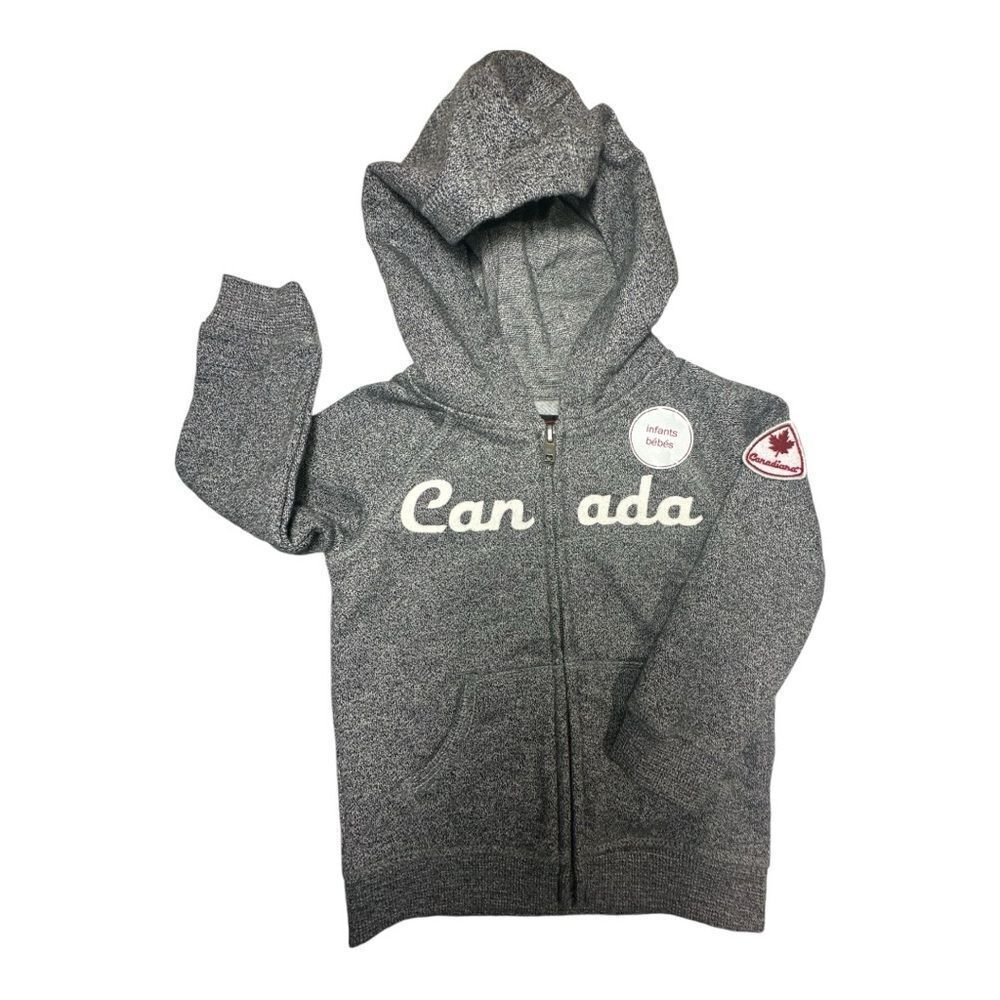 CANADA 18-24 Month Unisex Hoodie Canadiana Grey Full Zip Up Cotton Jacket NEW